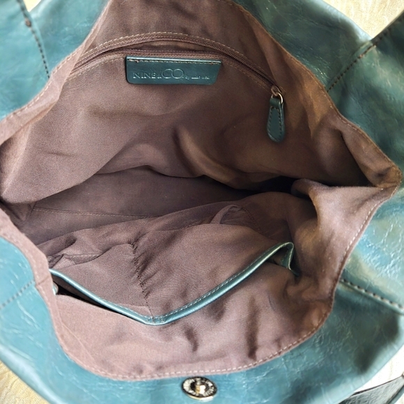 Nine WEST Women's HandBag Green  Size L Tote Chic Casual ‎ Y2K W16" x H11" x D5" - Picture 14 of 16